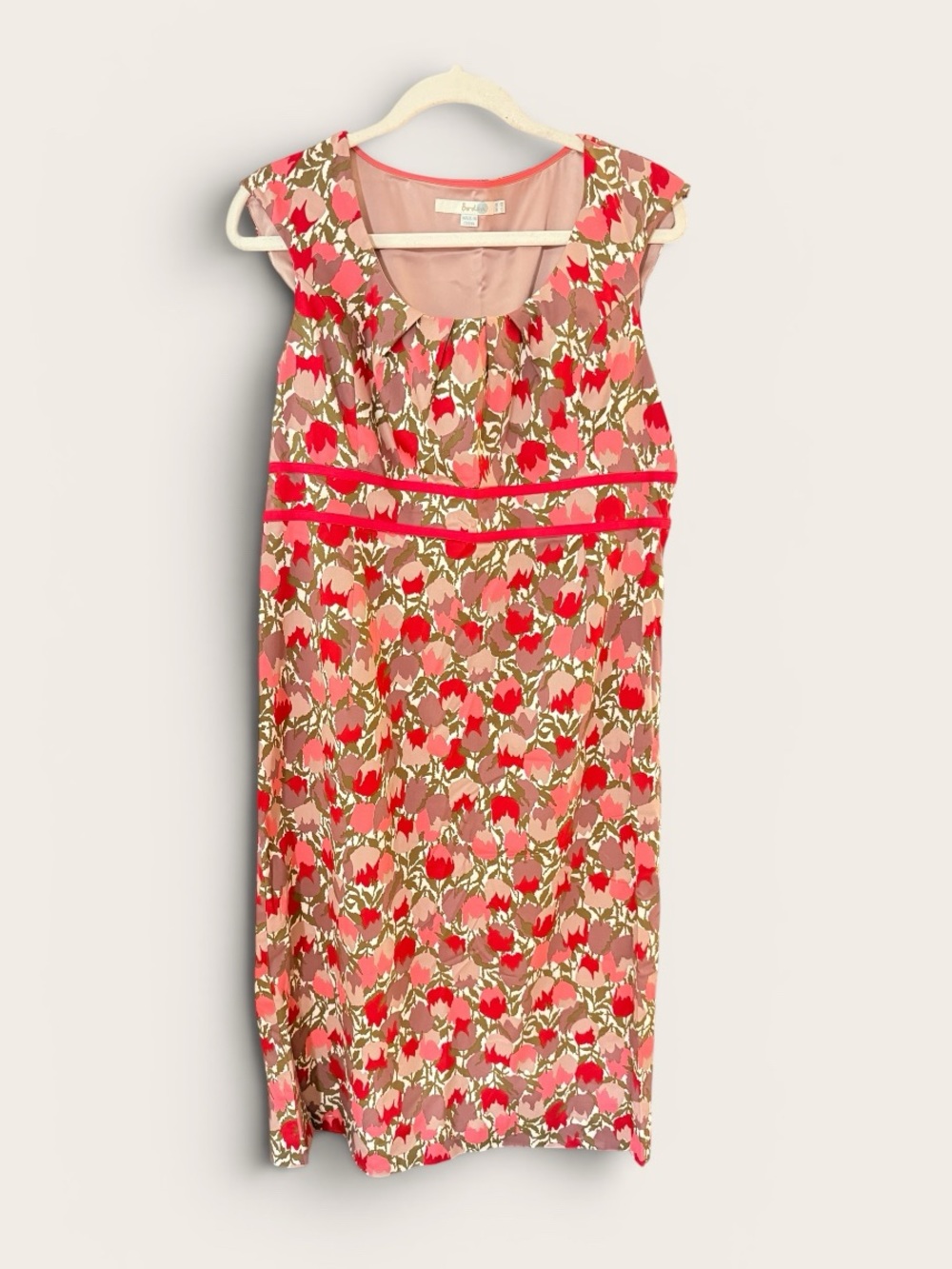 Boden Pink Red Tulip Floral Cotton Sheath Dress  (Discontinued Style)